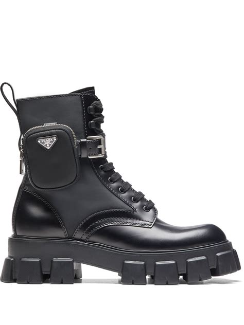 prada vibram knee high boots|Prada ankle pouch combat boots.